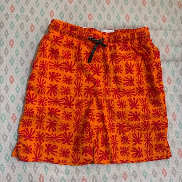 Orange & Red Patterned Swim Trunks - Picture 4 of 5